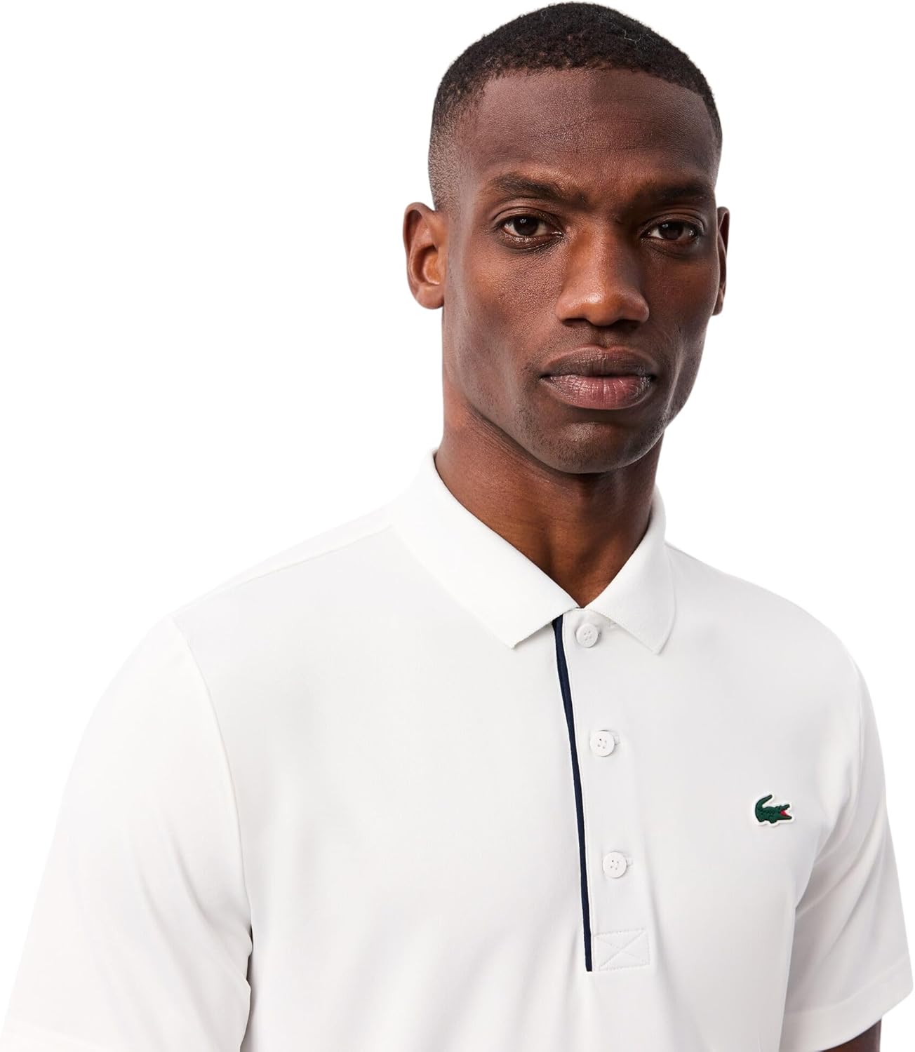 Поло Lacoste мужское Regular Fit с защитой от УФ, белый/темно-синий — фото 2