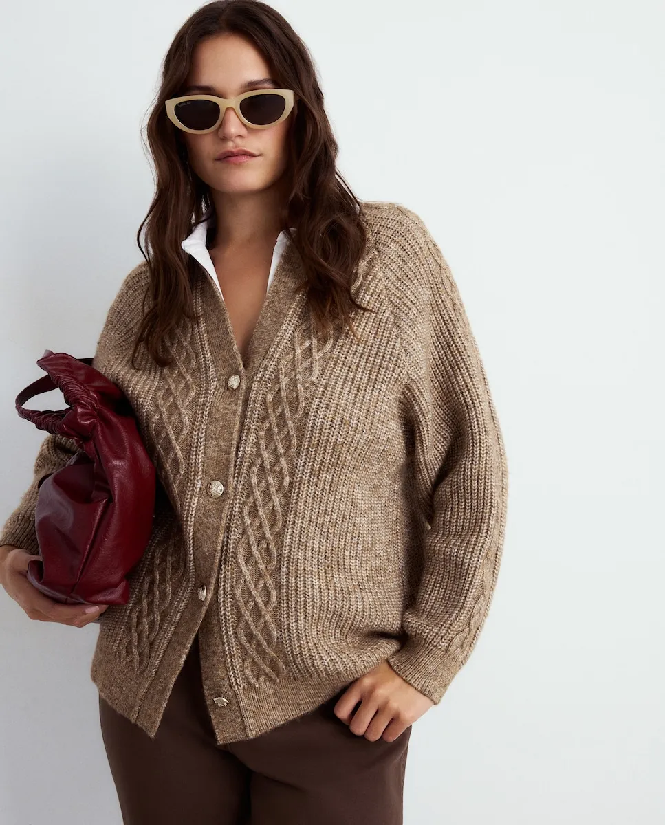 

Женский кардиган из гладкого полиэстера Couchel, бежевый