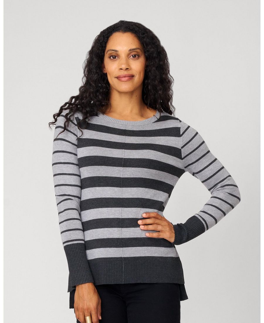 

Женский легкий полосатый свитер-туника Cable & Gauge, Heather & charcoal grey