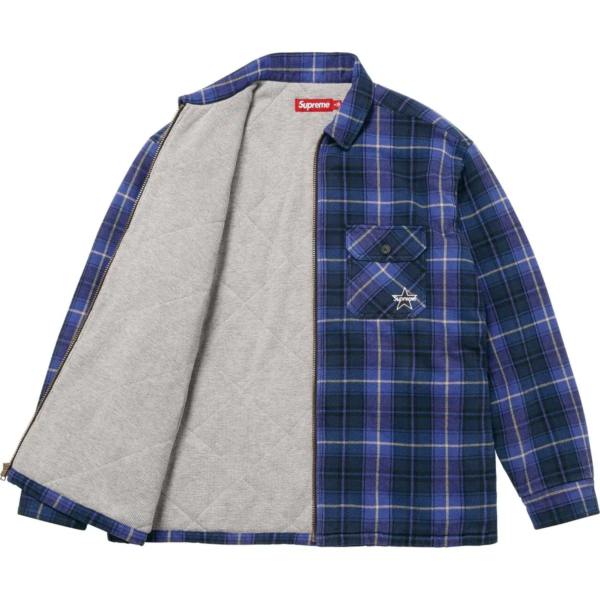 Утепленная фланелевая рубашка с молнией unisex Supreme, красный — фото 3
