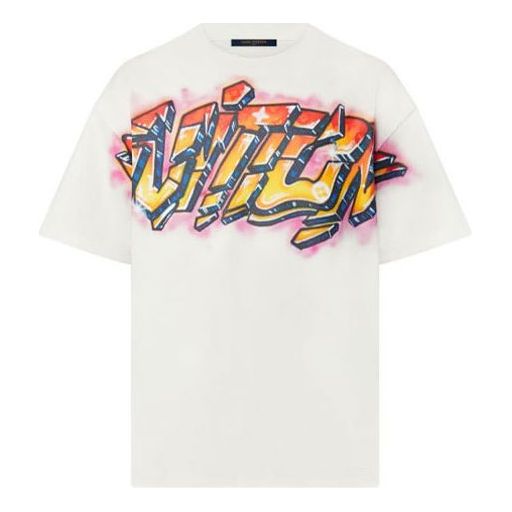 

Футболка Men's LOUIS VUITTON SS22 Logo Graffiti Short Sleeve White, белый