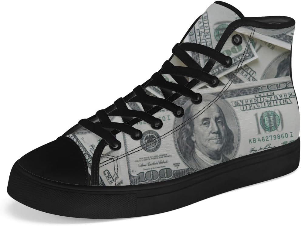 

Кеды на высокой подошве Chebing с долларовым принтом, тканевые, шнуровка, повседневная обувь, подарок для мужчин и женщин, 619 Gray