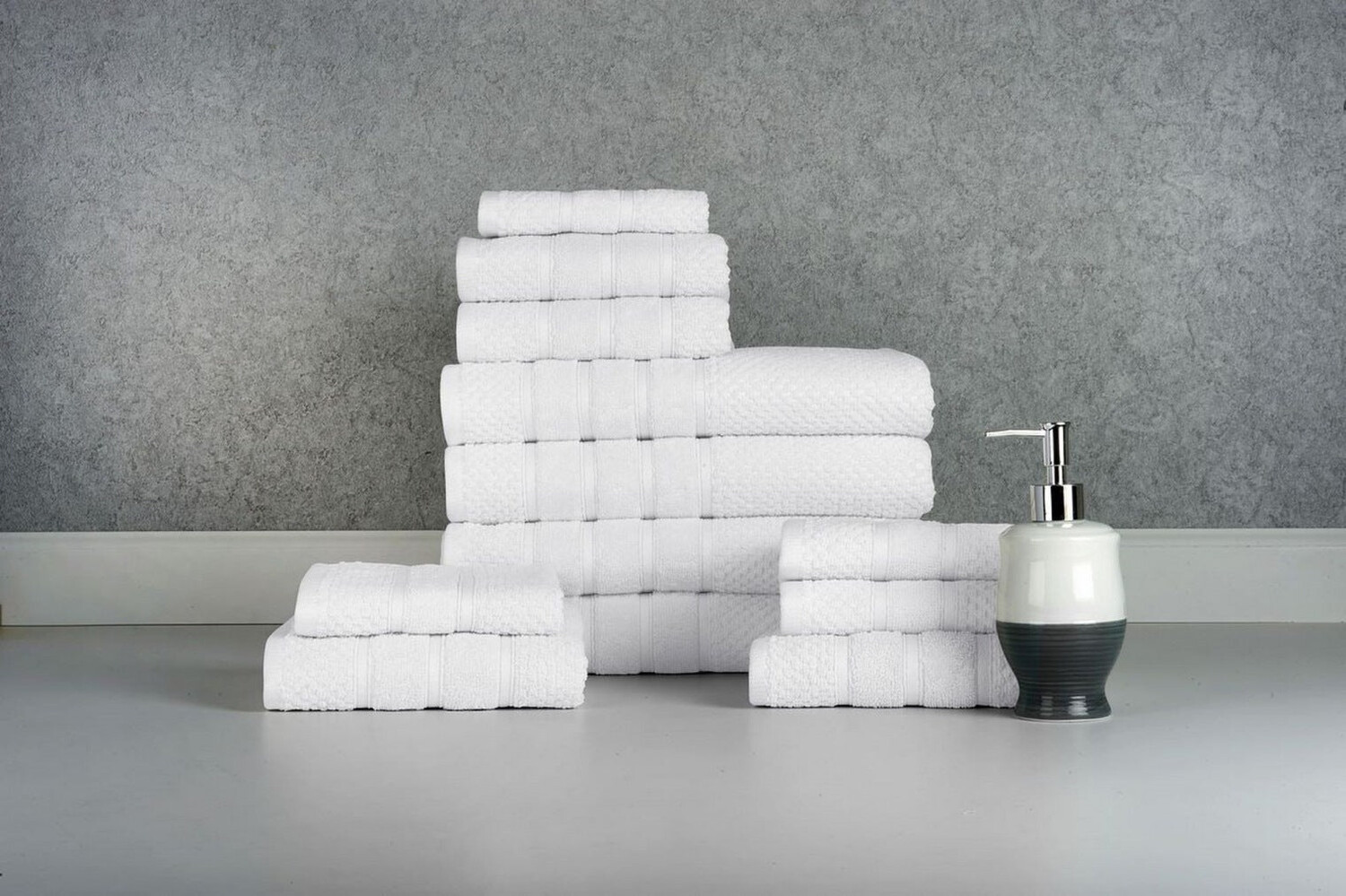 

Bibb Home Набор полотенец из египетского хлопка, 12 предметов, цвет Popcorn White