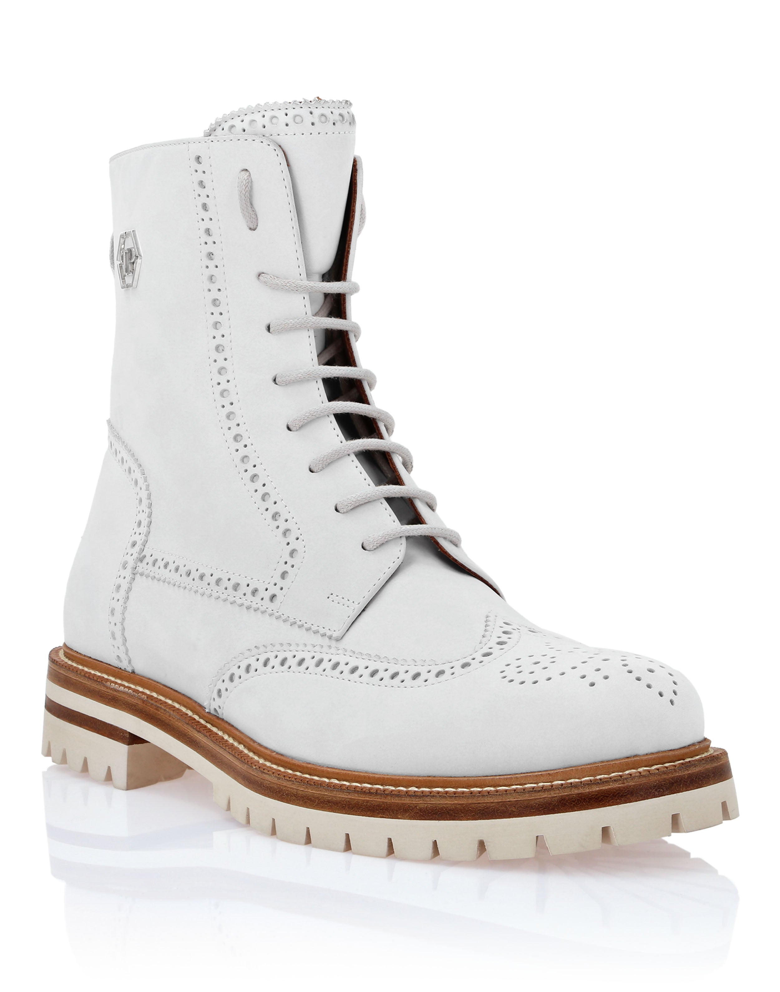 

Ботинки из нубука Mid Flat Hexagon PHILIPP PLEIN, белый