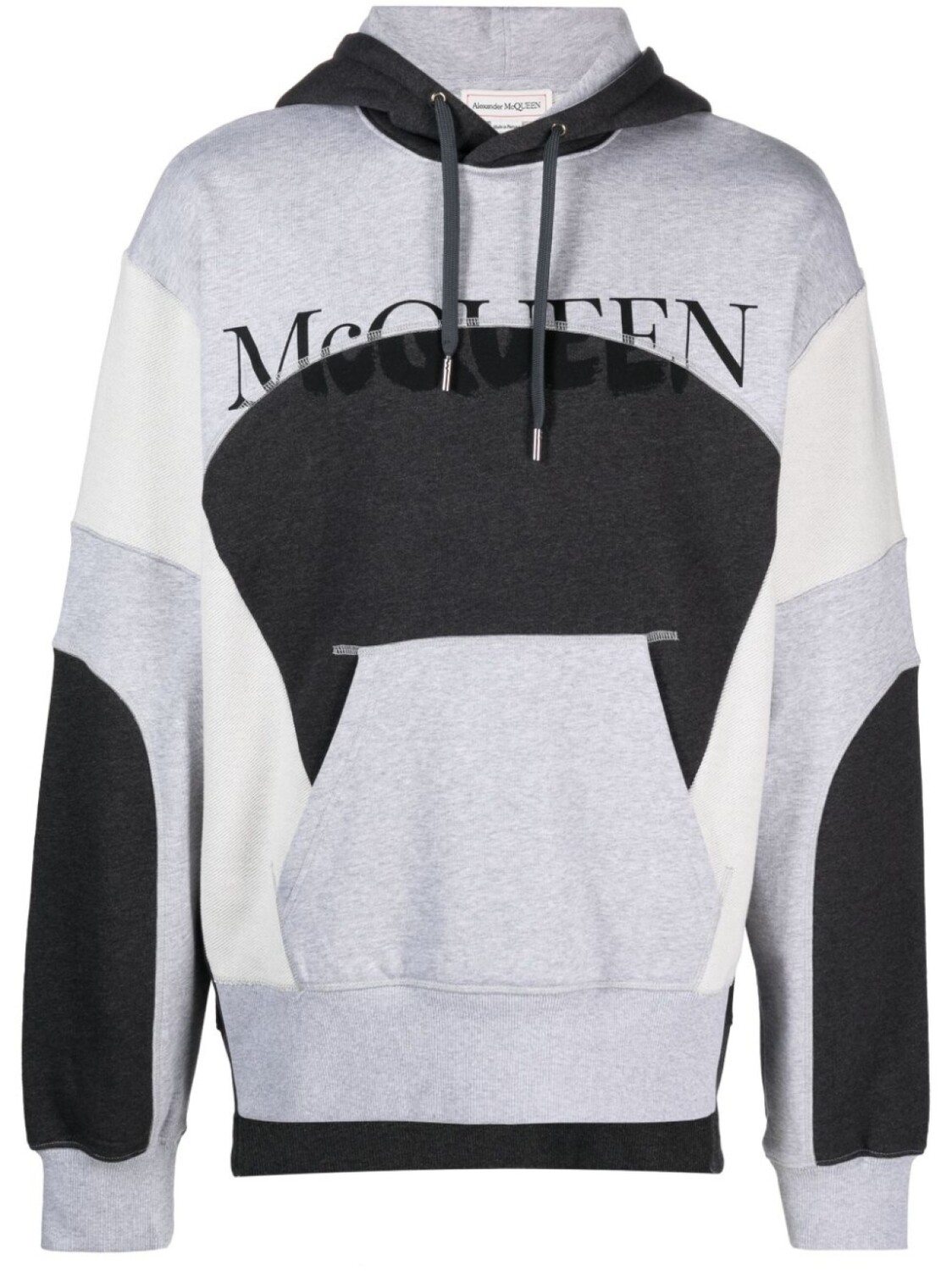 

Alexander McQueen худи со вставками и логотипом, серый