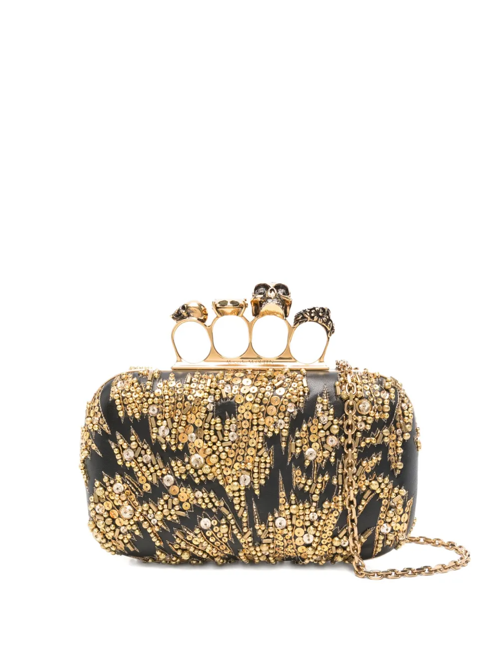 

Клатч с декором Skull и ручкой-кастетом Alexander McQueen, черный