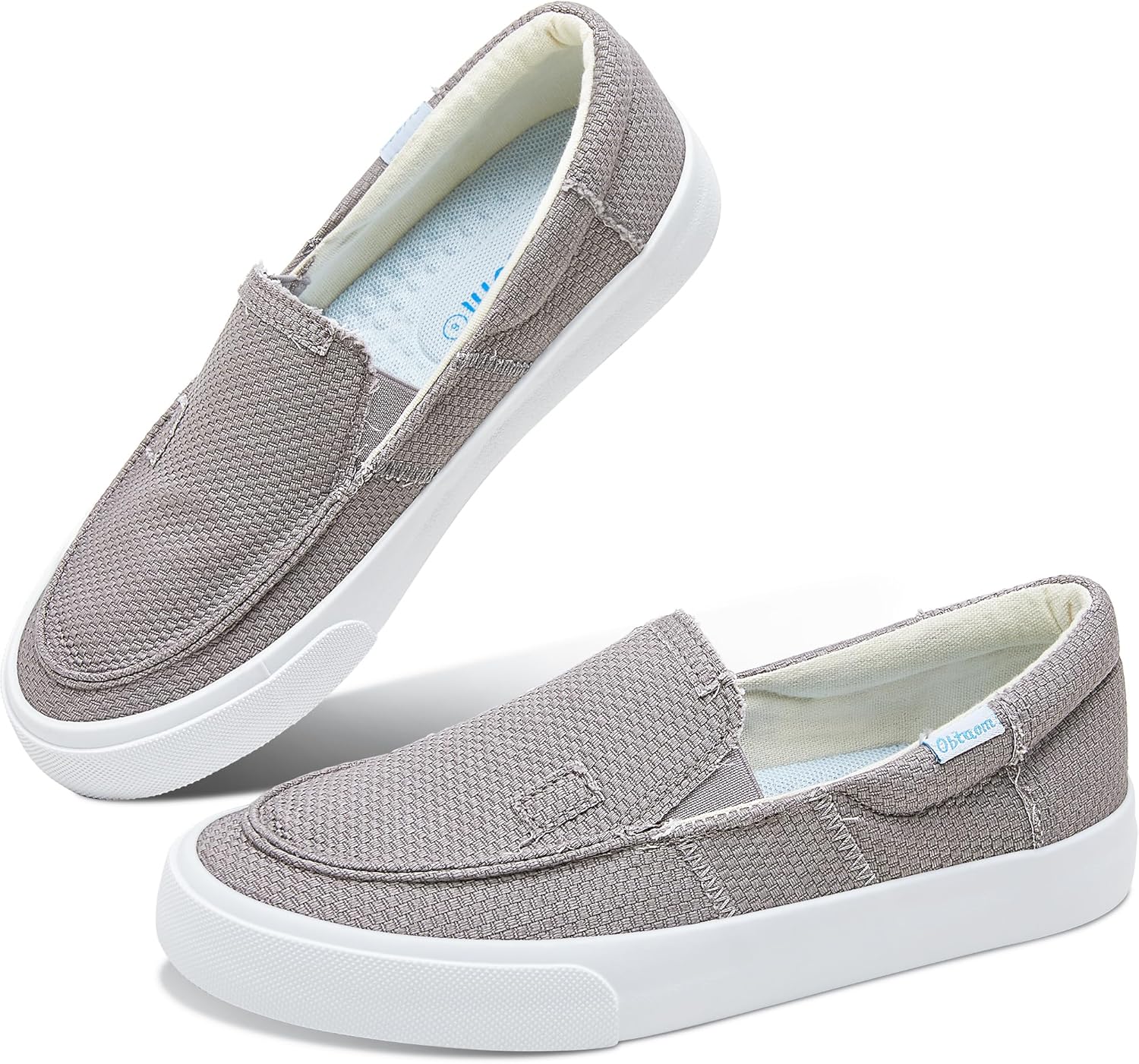 

Obtaom слипоны на тканевой основе, удобные кеды с поддержкой свода стопы, повседневные модные кроссовки из ткани, серый