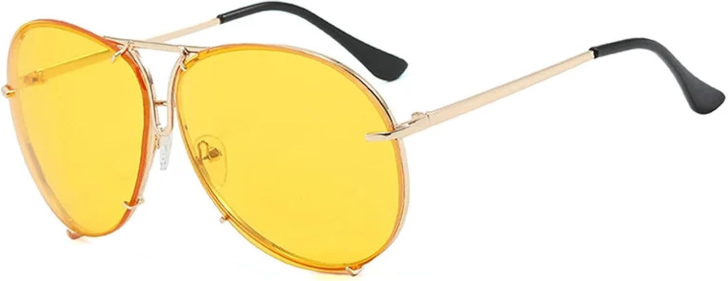 

Женские солнцезащитные очки для женщин и мужчин, увеличенного размера, с металлическим покрытием, зеркальные, роскошные, с защитой от УФ-излучения UV400 VVTWSSW, Gold-yellow