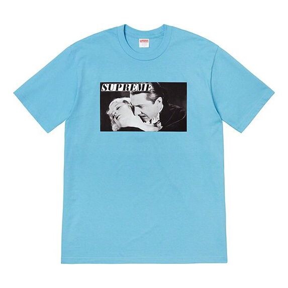 

Футболка ss19 bela lugosi tee vampire printing short sleeve light blue Supreme, голубой