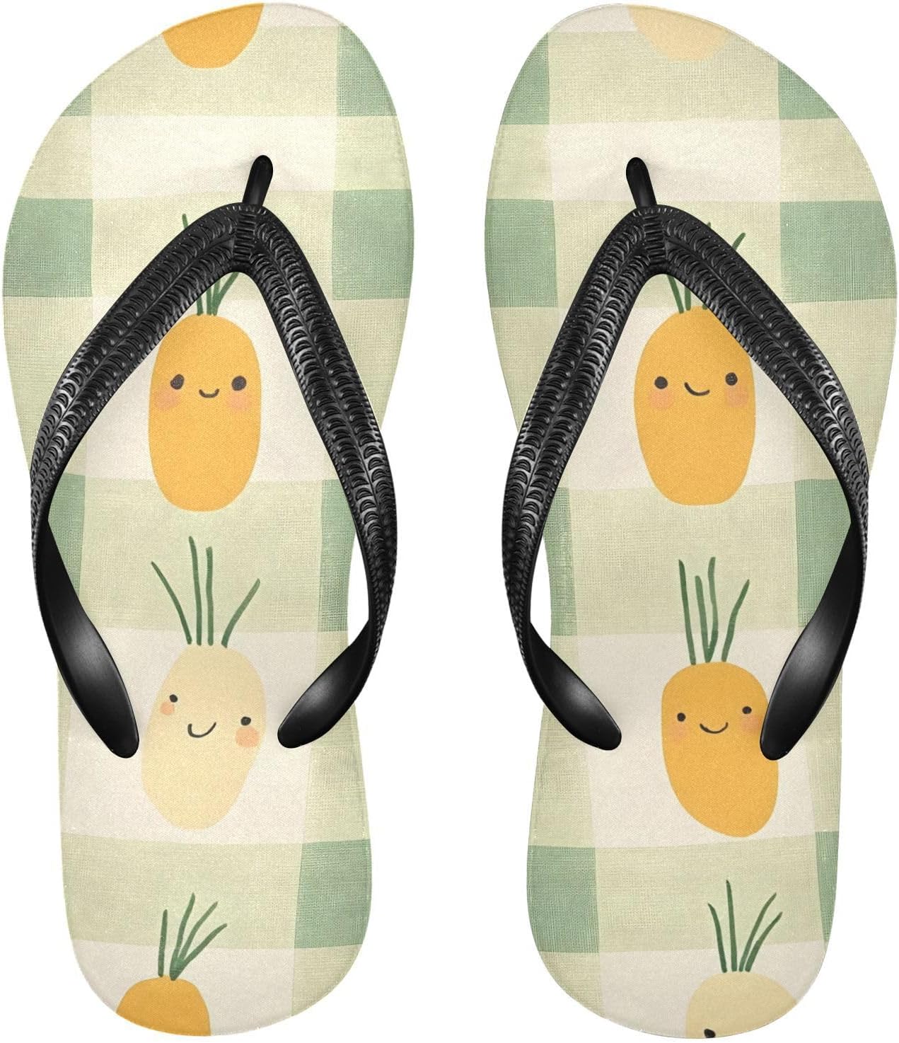 

Летние пляжные шлепанцы Carrot с зеленой клеткой для женщин и мужчин, повседневные сандалии для душа 20860551 Kfbe
