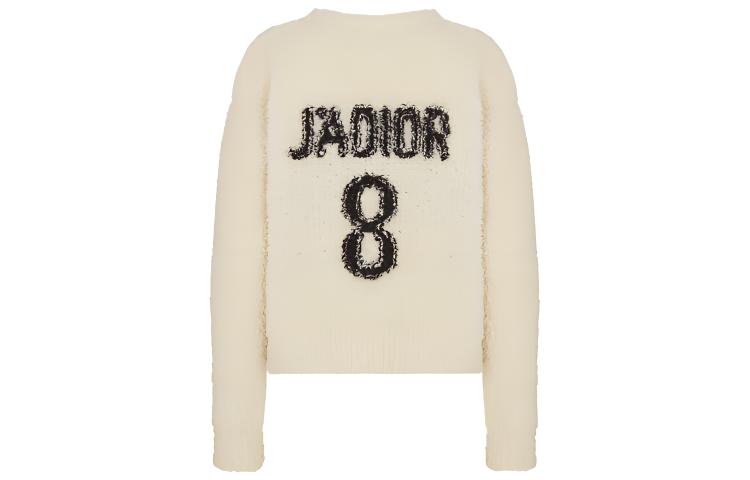 

DIOR Квартальные новинки: вязаный свитер для женщин, цвет ecru, круглый вырез, умеренная посадка