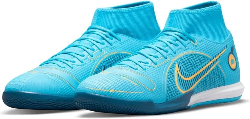 Футбольные кроссовки Nike Unisex Mercurial Superfly 8 Academy IcFootball, Chlorine Blue Laser Orange Marina — фото 4