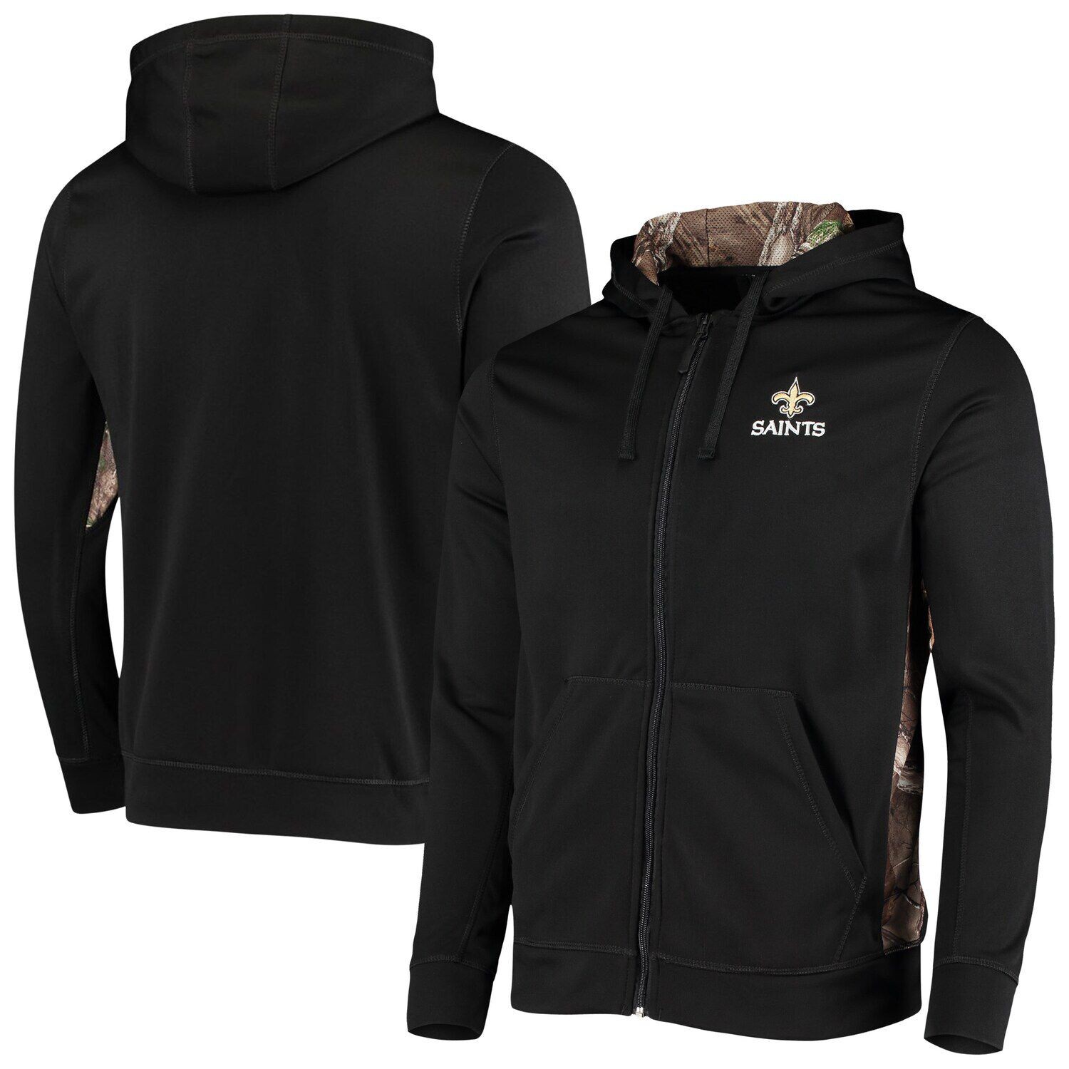 

Мужская толстовка с капюшоном Dunbrooke Black/Realtree Camo New Orleans Saints Decoy Tech Fleece с молнией во всю длину