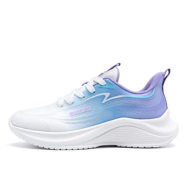 

WARRIOR Скользоустойчивые износостойкие легкие кроссовки с амортизацией для бега на длинные дистанции унисекс низкие бело-сине-фиолетовые, цвет White Blue Purple