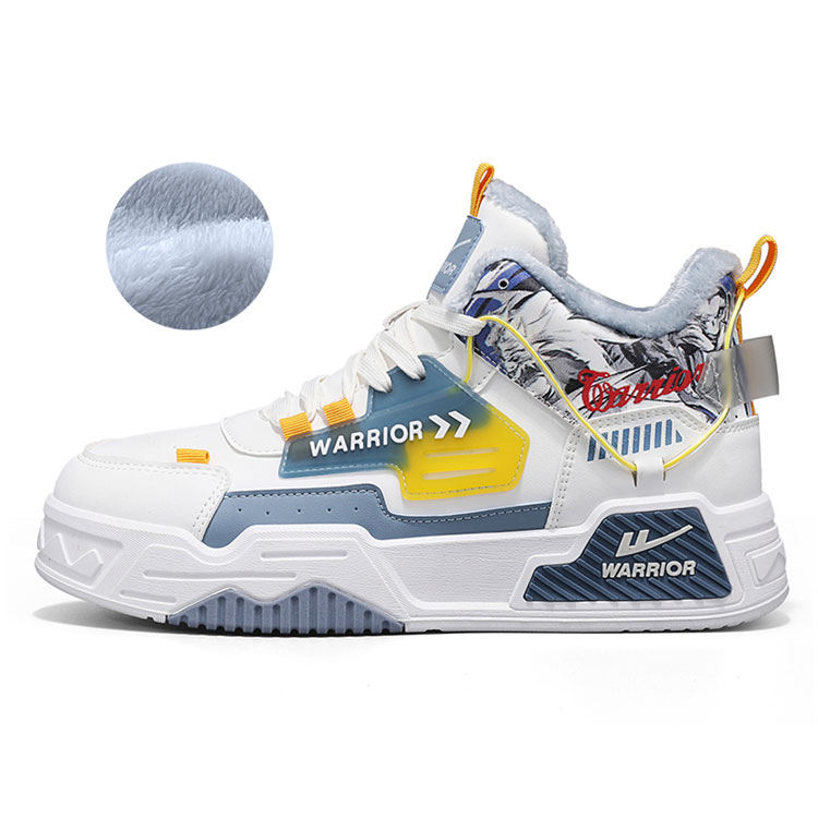 

WARRIOR Мужские мид-топ скейтборд кроссовки бело-сине-серые, цвет White/Blue Gray