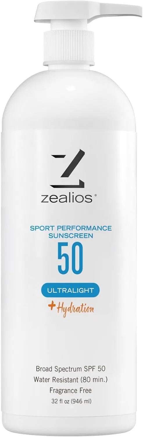Солнцезащитный лосьон SPF 50 Zealios Sport Performance Ultralight, 32 унции + 2 унции, белый — фото 2