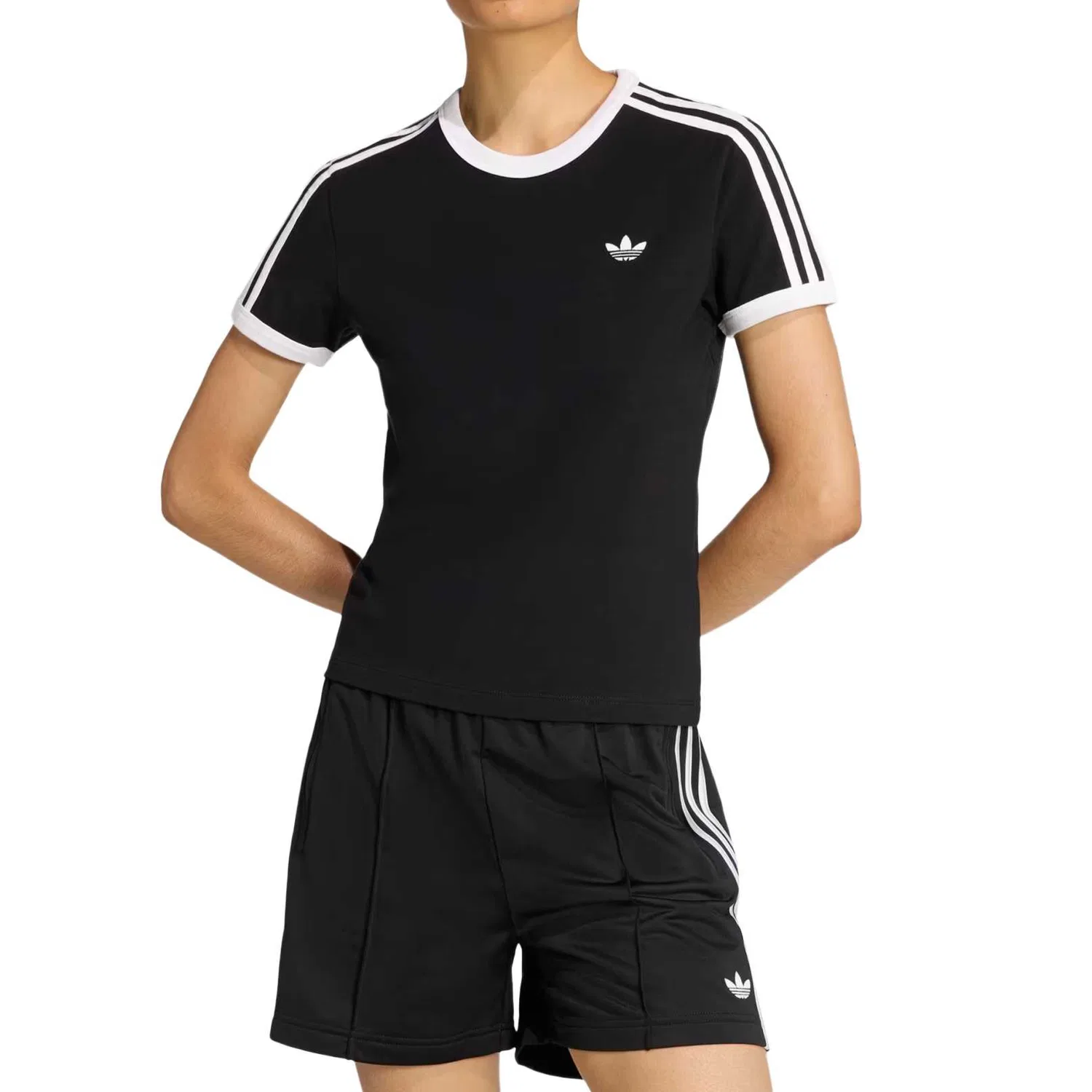 Футболка с круглым вырезом и тремя полосками Adidas Originals, Black/White — фото 3