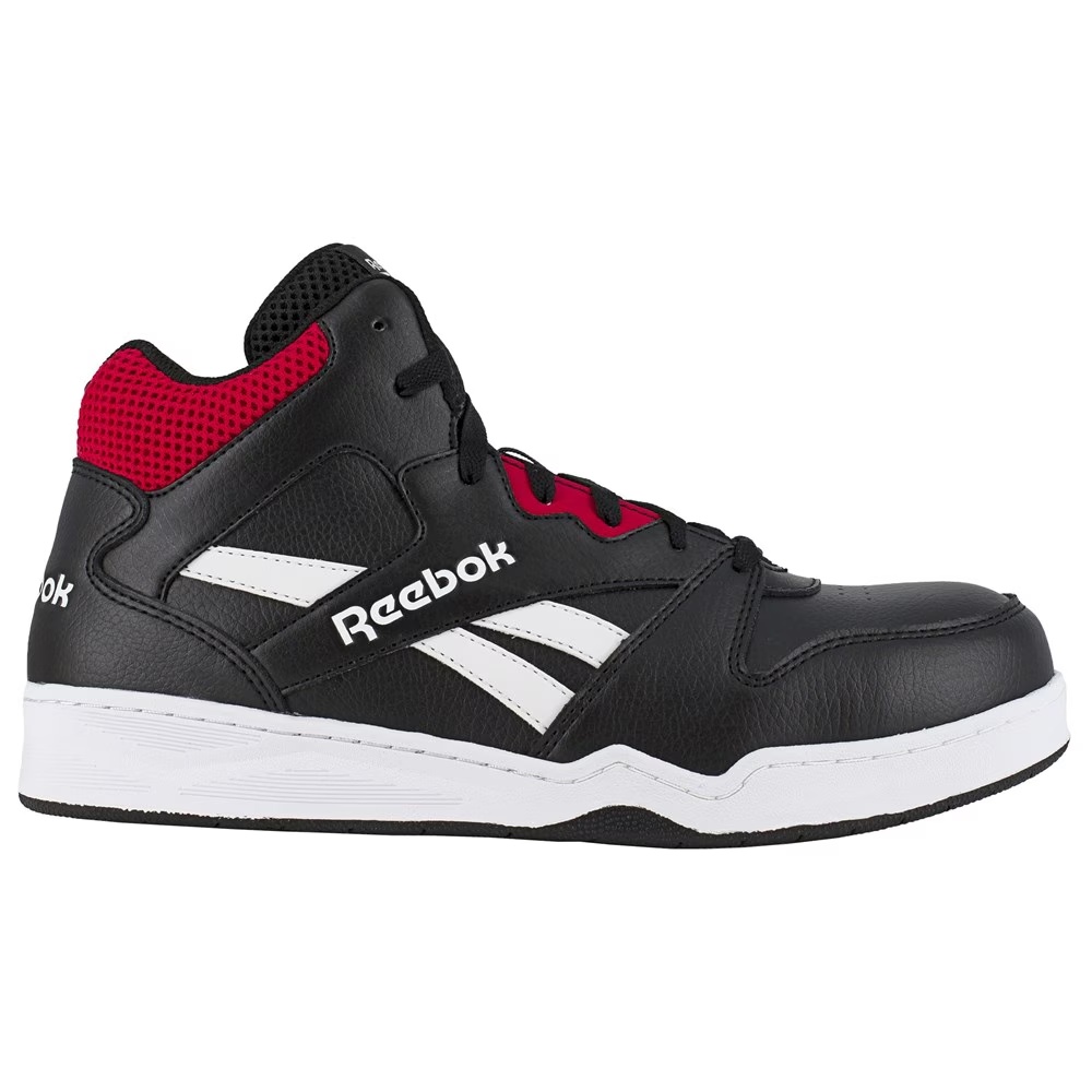 Кроссовки с композитным носком на высокой подошве Reebok Work Bb4500, черно-красные из кожи — фото 2
