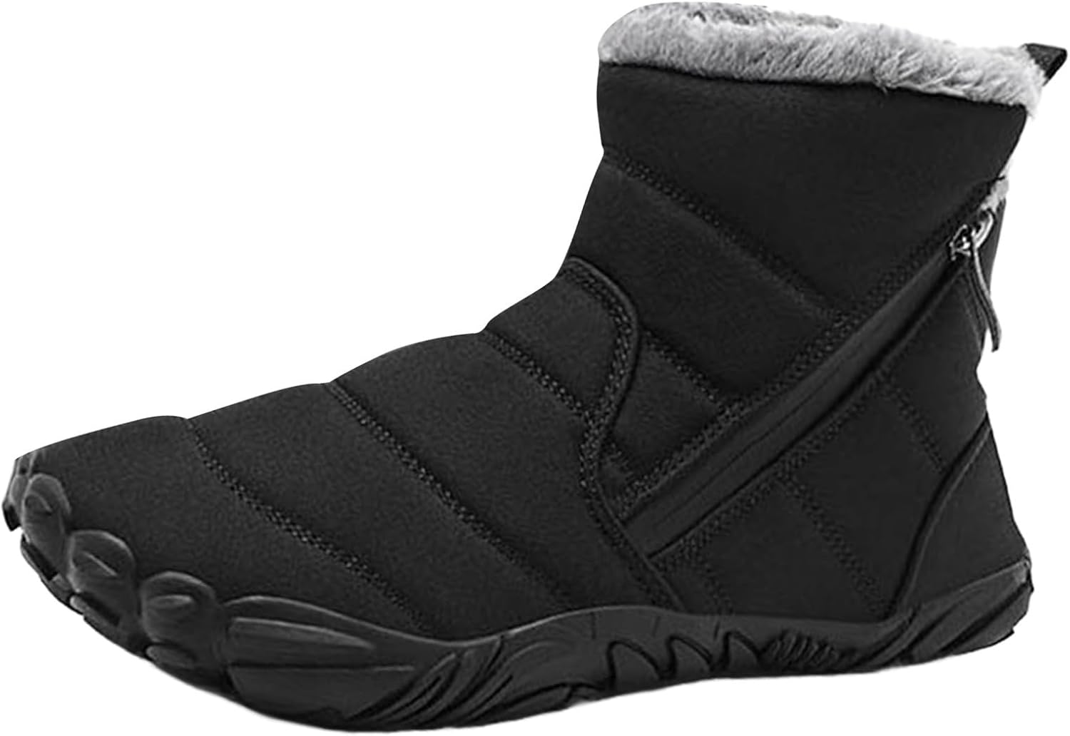 

Детские зимние снегоступы для малышей, уютные сапожки с пушистой подкладкой до щиколотки с боковой молнией, подошва с противоскользящим эффектом, теплая уличная обувь Generic, Black
