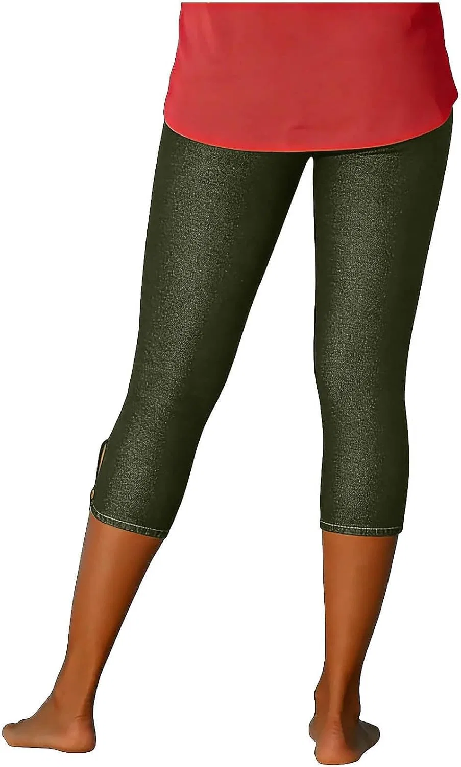 Джинсы капри, потертые, Women Distressed, Army Green — фото 4