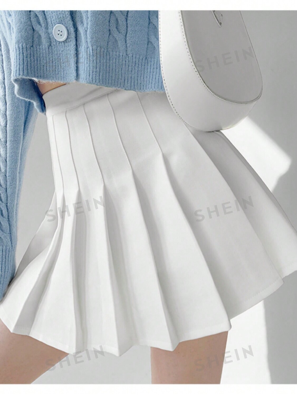 

EZwear Женская плиссированная юбка Shein, белый