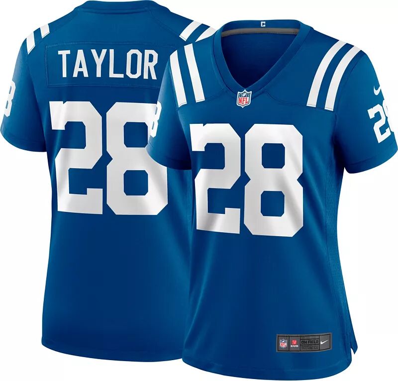 

Женская синяя майка Nike Indianapolis Colts Jonathan Taylor № 28