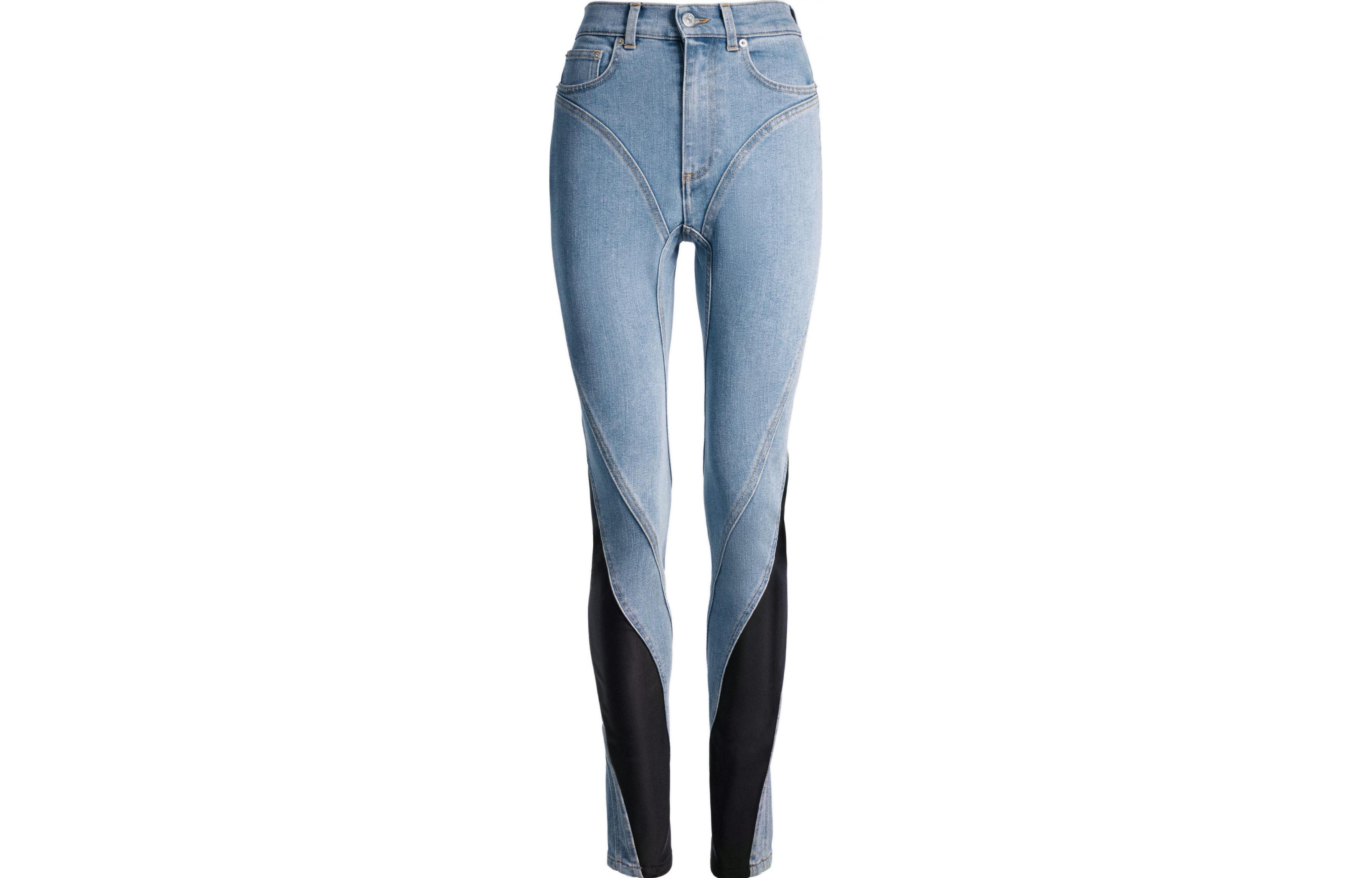 

Mugler Spiral Panel Jeans Light Denim Blue/Black H&M, Синий Черный