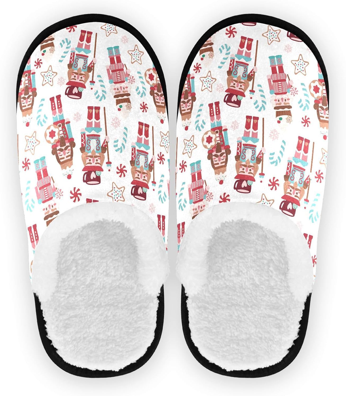 

Домашние тапочки JHKKU из мягкого ворса, теплые, нескользящие, для женщин и мужчин, уютные, для дома и путешествий, Christmas Cute Nutcracker