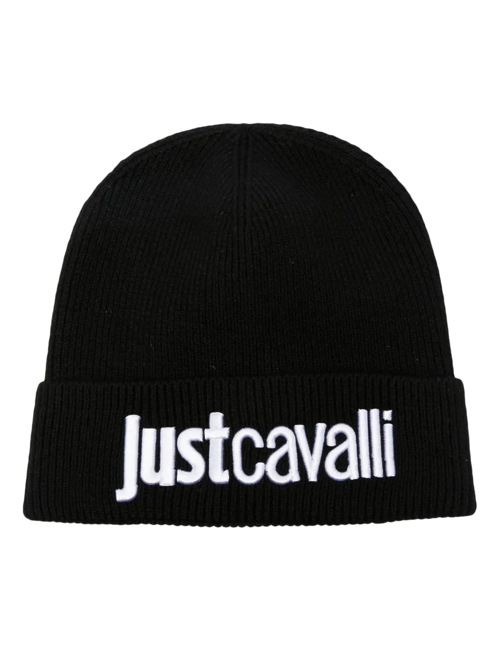 

Шапка бини в рубчик с вышитым логотипом Just Cavalli, черный
