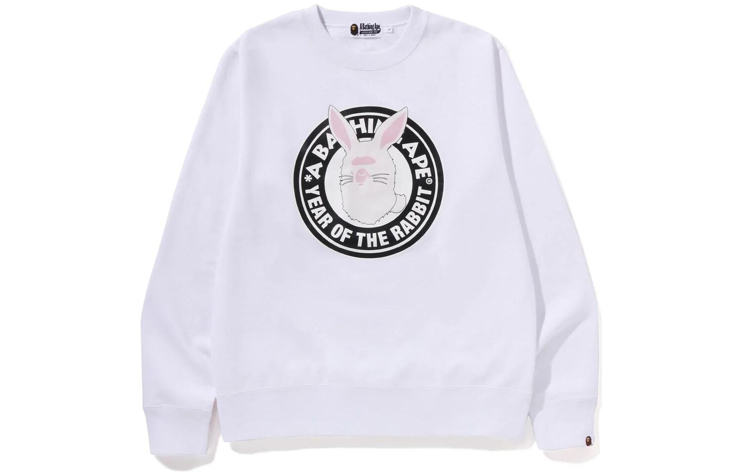 

BAPE Год Кролика Голова Обезьяны Круглый вырез A Bathing Ape, белый