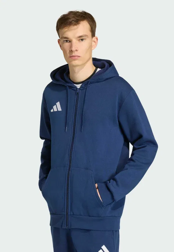 Толстовка с капюшоном на молнии Entrada26 full zip hoodie zip up sweatshirt Adidas Performance, темно-синий с белым — фото 4