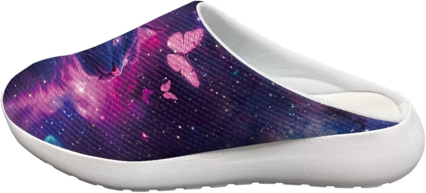 Сабо Forchrinse Cat Rainbow Sky унисекс для сада, удобные тапочки для медсестры, с поддержкой свода стопы, для ходьбы, мужские и женские, Galaxy Cat Butterfly — фото 3