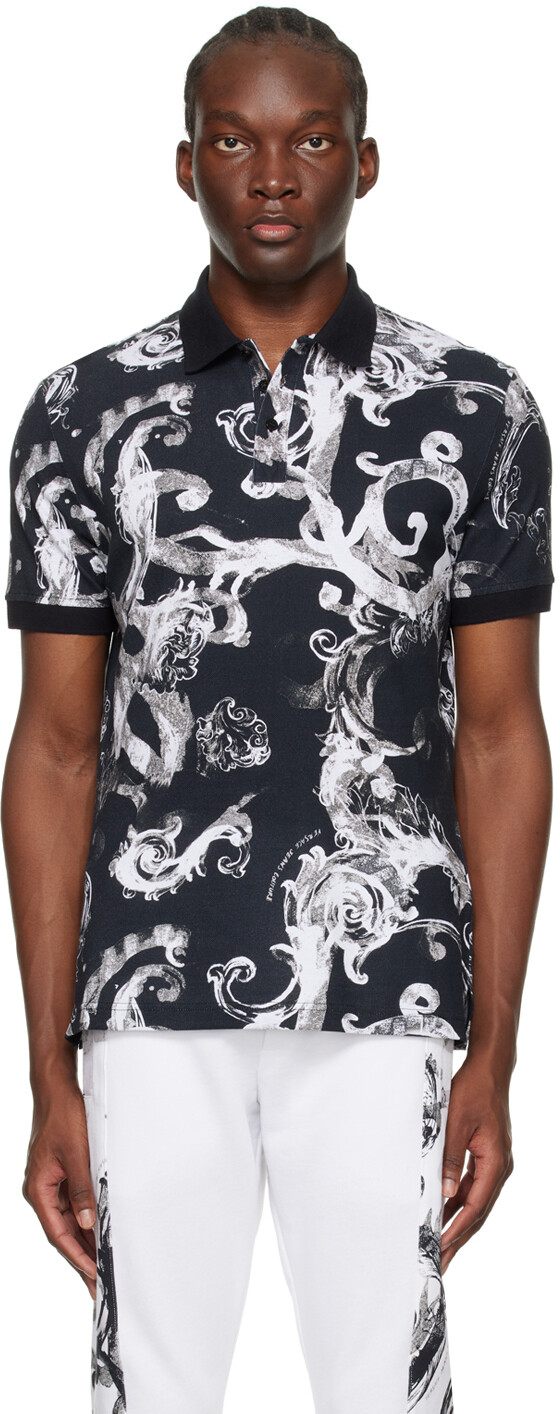 

Черная рубашка-поло Watercolor Couture Versace Jeans Couture, цвет Black