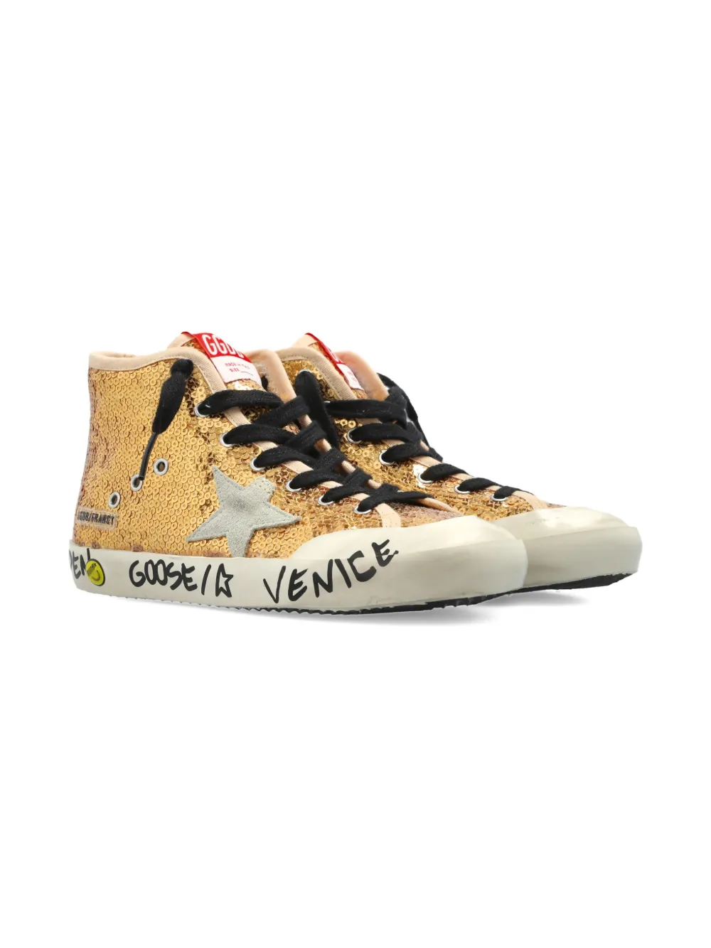 

Кроссовки с нашивками в виде звезд и отделкой пайетками Golden Goose Kids, золотой