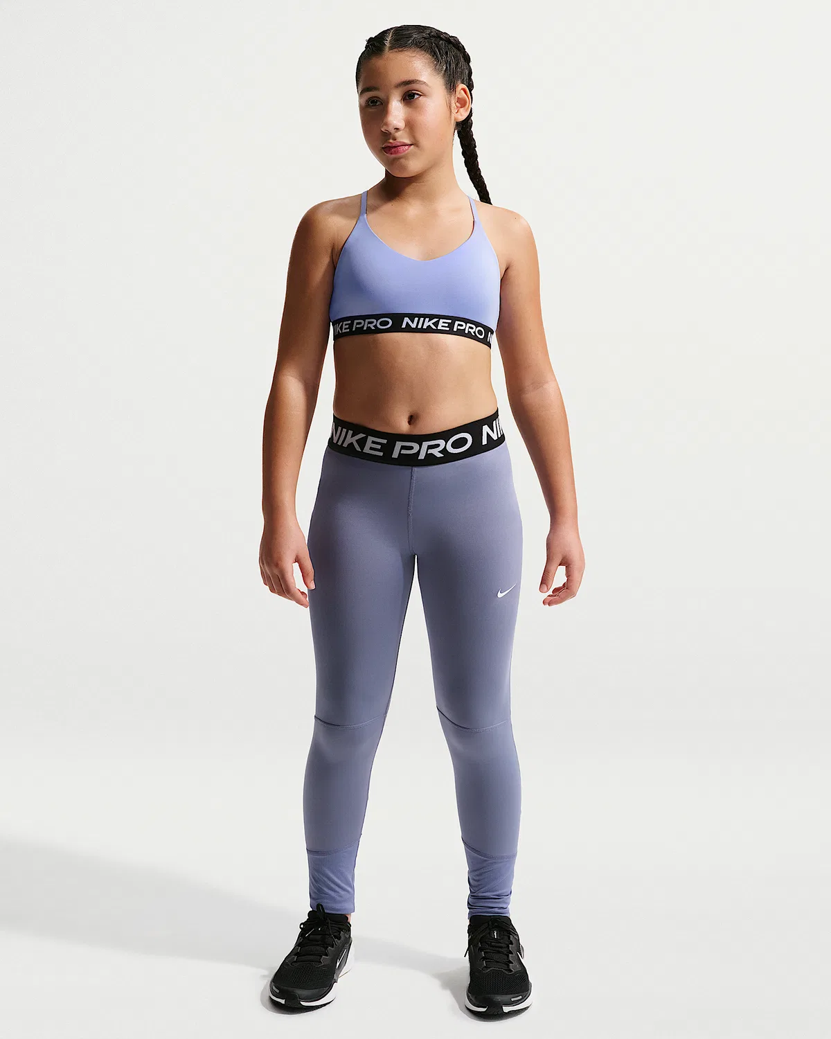 Детский (девичий) бюстгальтер Nike Pro Indy, Light Thistle/White — фото 4