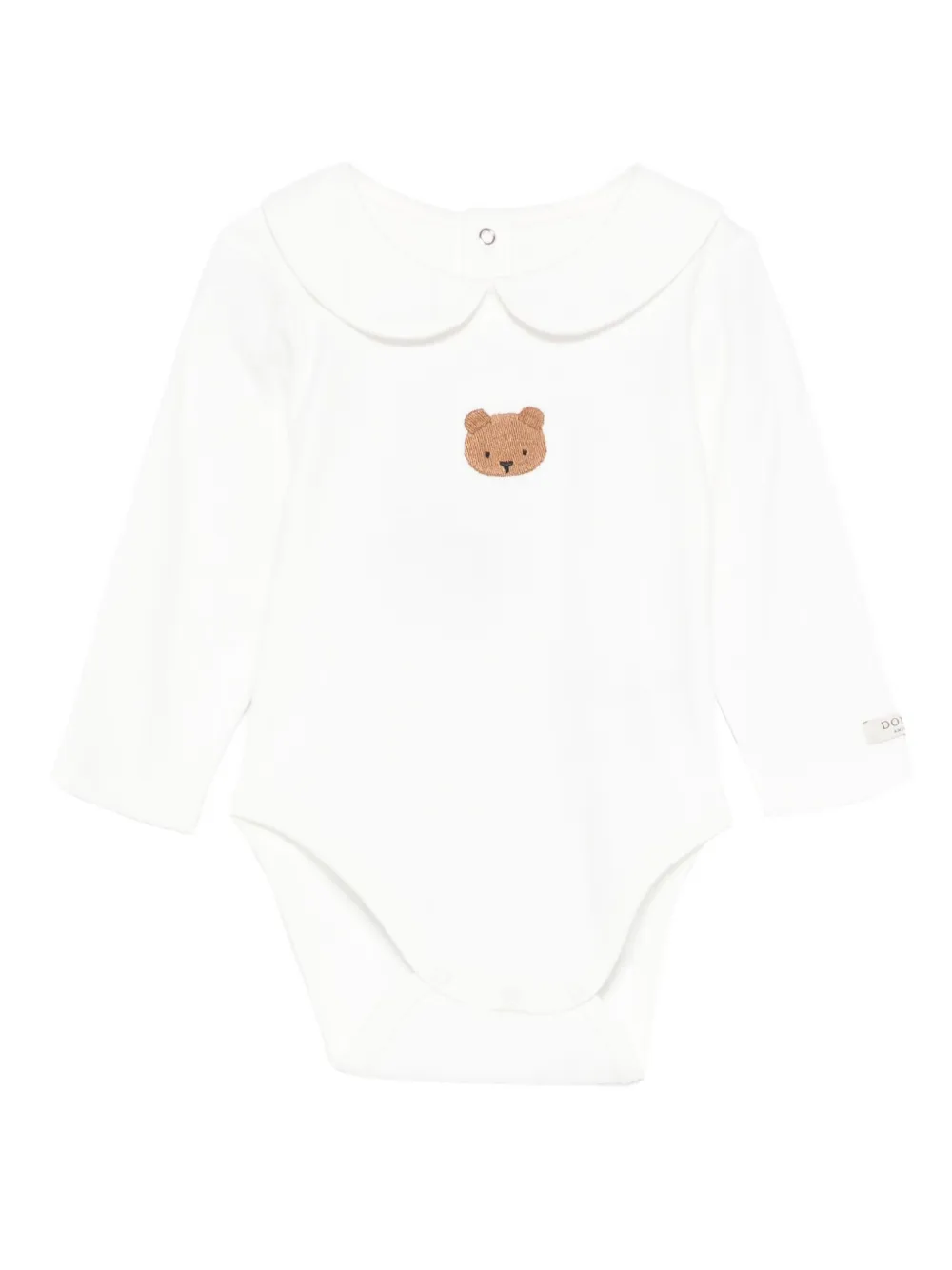 

Боди с воротником Питер Пэн и вышивкой в виде медвежонка Donsje, белый