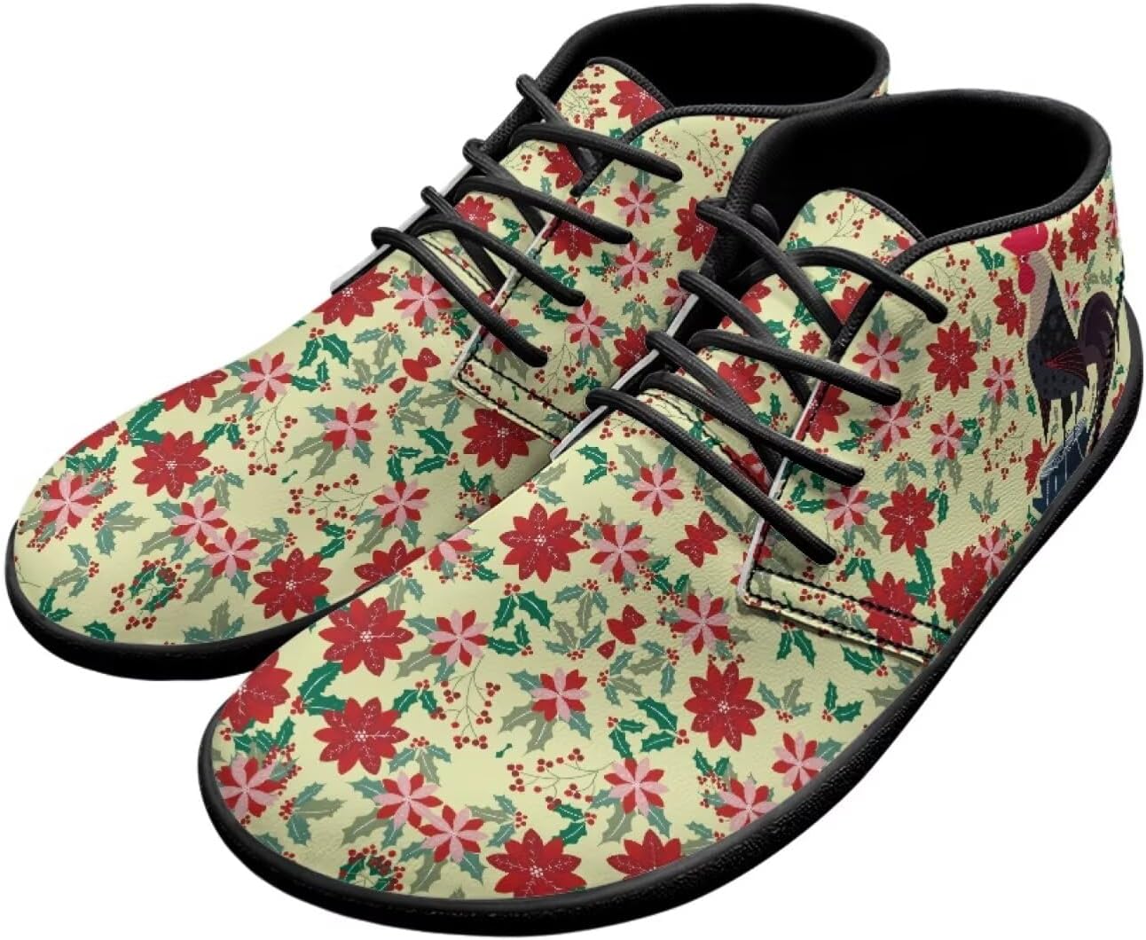 Кроссовки Rooster Athletic, туфли-слипоны Hummingbird, плоские туфли, широкие обувь босоножки для мужчин и женщин, с нулевым перепадом подошвы, легкие тренировочные кроссовки Chririnla, Floral Cartoon Rooster — фото 4