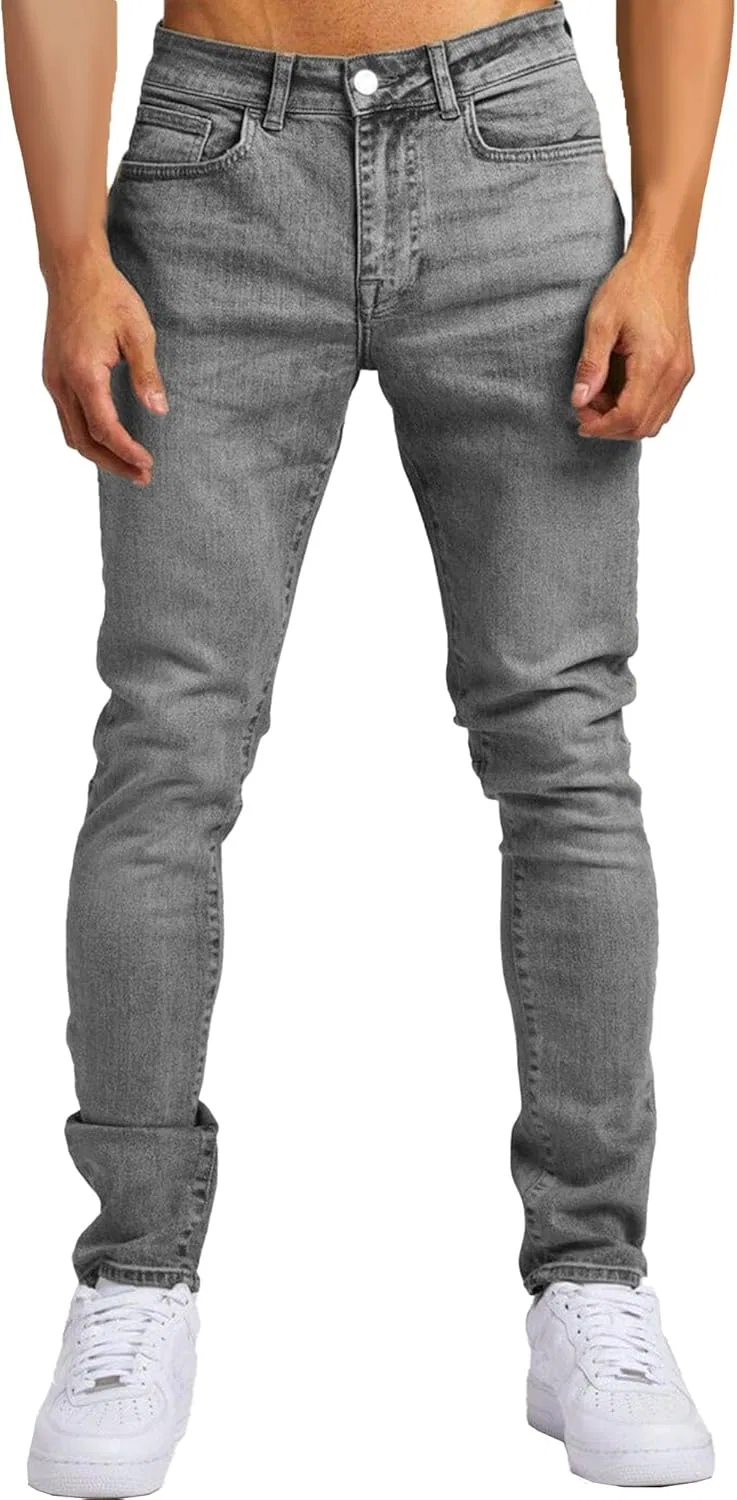Джинсы классические, мужские, Slim Fit, джинсовая ткань, серый