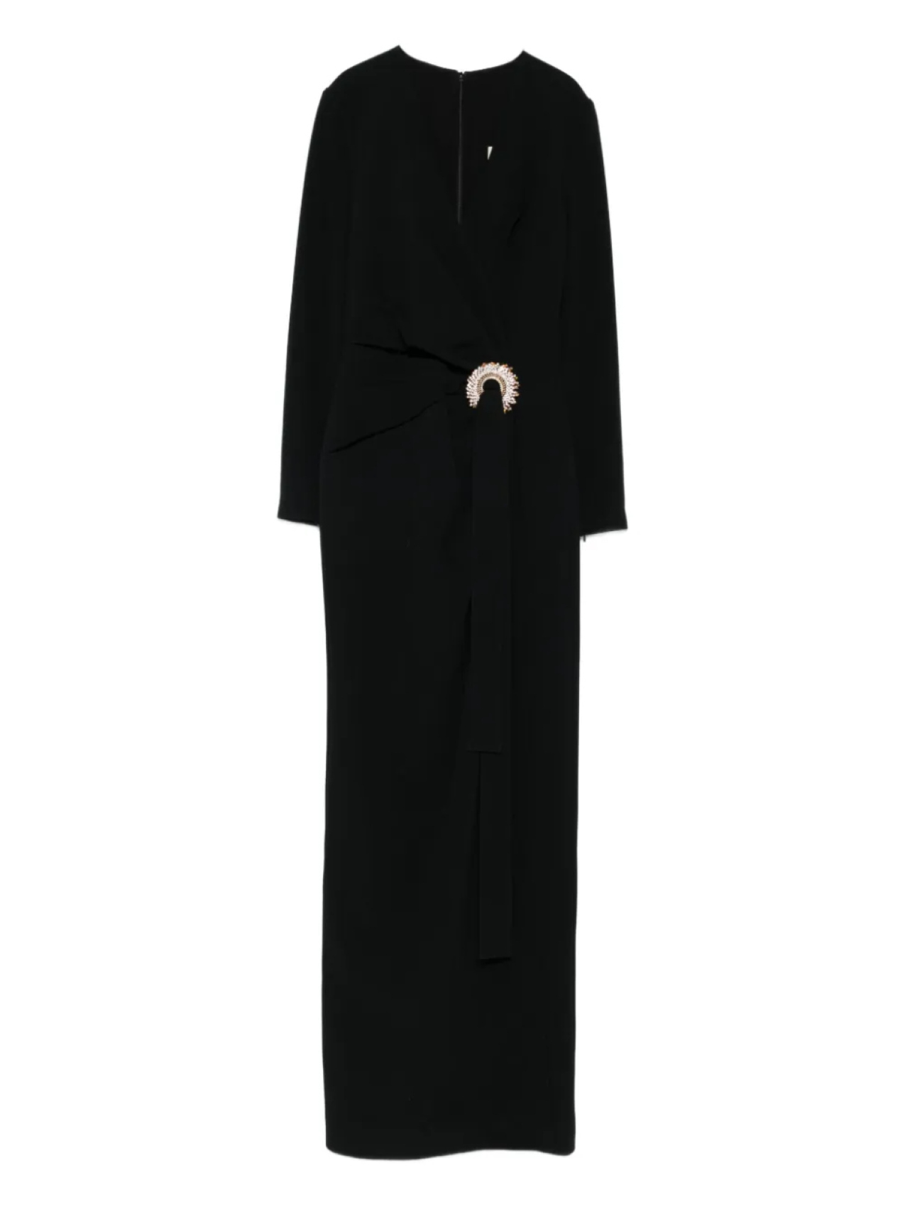 

Вечернее платье макси с запахом, украшенное кристаллами Elie Saab, черный