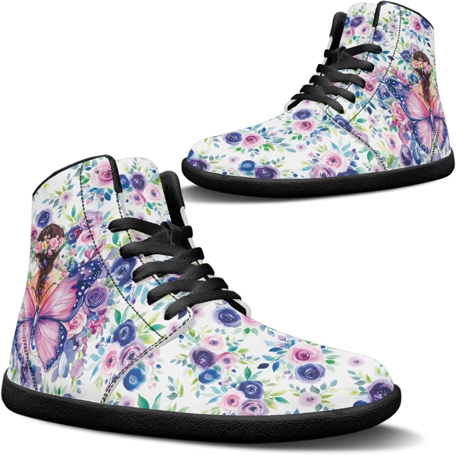 

Высокие кроссовки Jeiento Босоножки для мужчин и женщин с широким носком и дизайном бабочки, фиолетовый