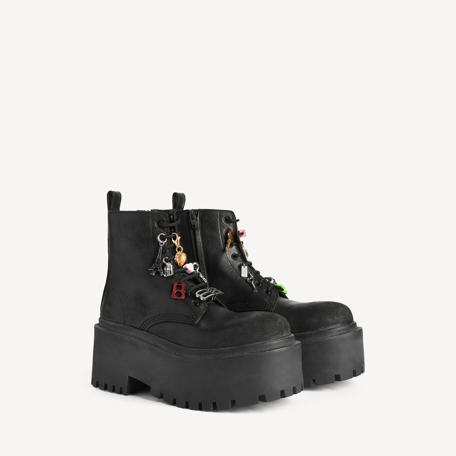 BALENCIAGA Женские ботильоны Strike на платформе с подвесками, в черном/многоцветном исполнении — фото 2