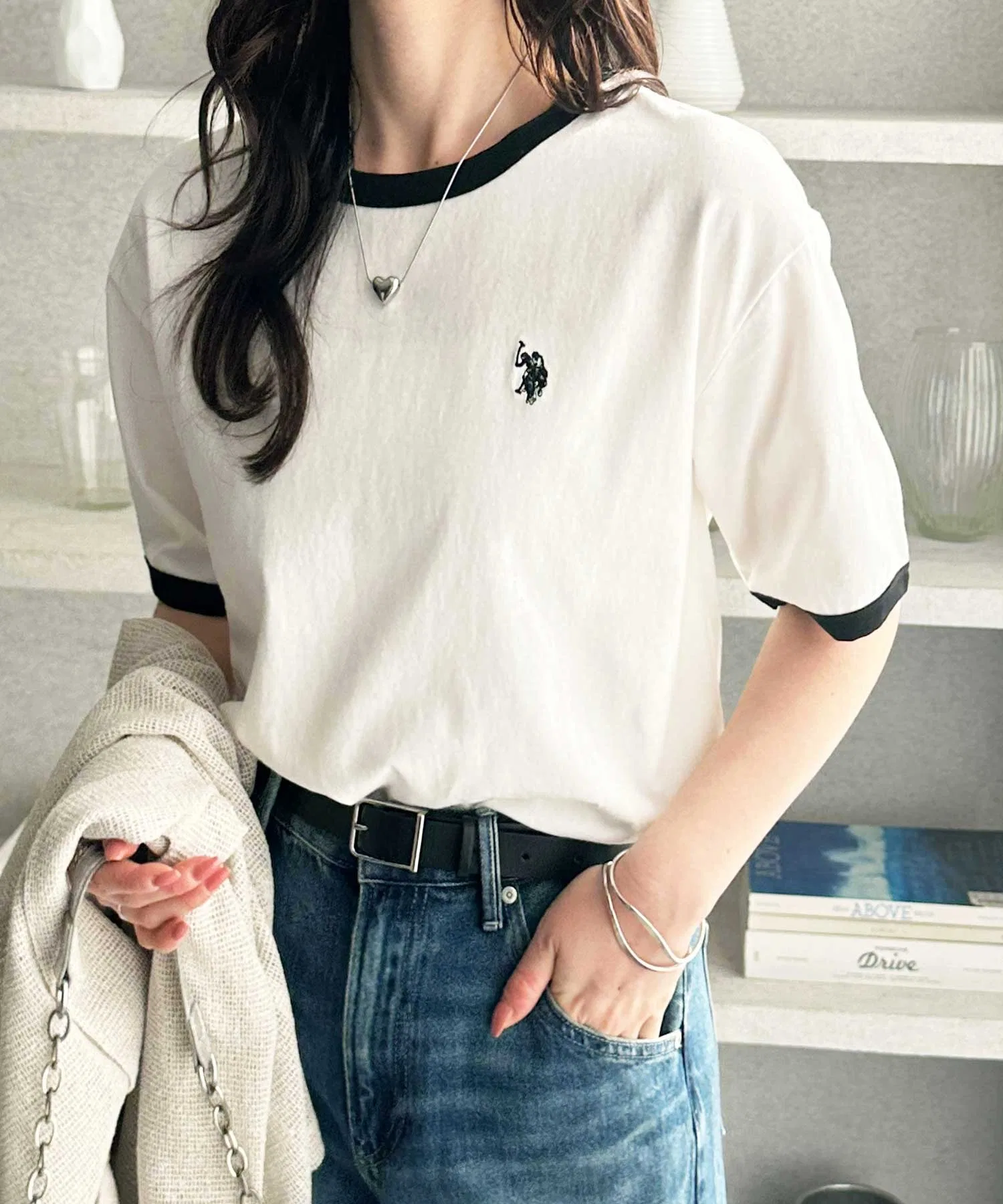 Женская футболка U.S. POLO ASSN. с контрастной отделкой — фото 2