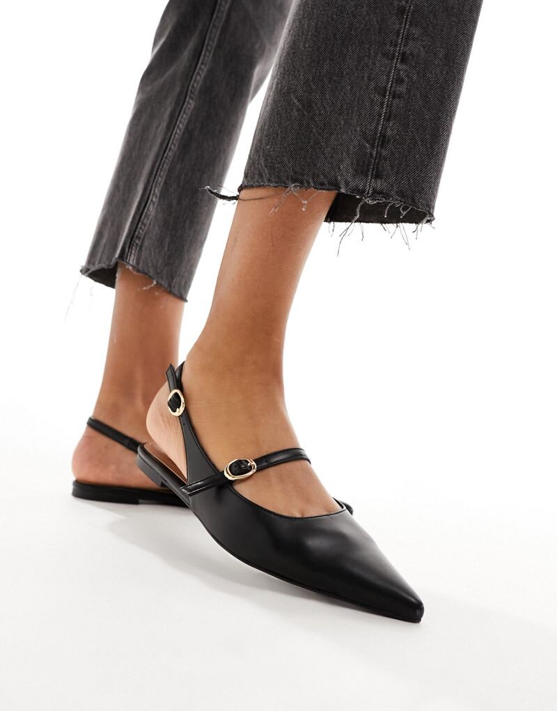 

Черные балетки Мэри Джейн с заостренными краями ASOS DESIGN Lucile