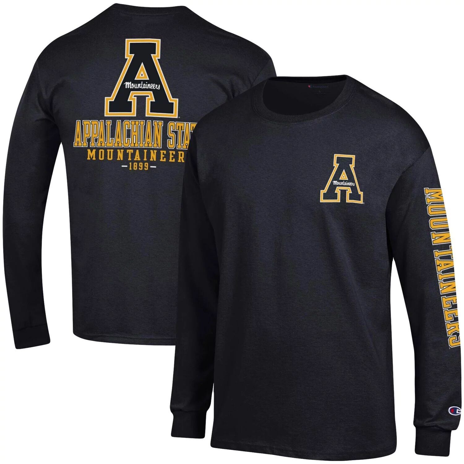 

Мужская черная футболка с длинным рукавом Appalachian State Mountaineers Team Stack Champion, Черный, Мужская черная футболка с длинным рукавом Appalachian State Mountaineers Team Stack Champion
