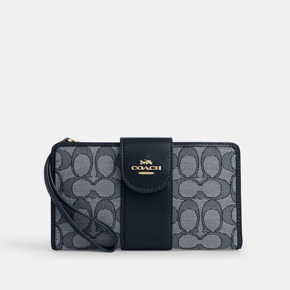 

Телефонный кошелек COACH, цвет gold/navy/midnight navy