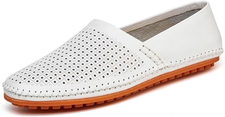 

Мужские кожаные лоферы-мокасины, легкие повседневные туфли без шнурков для ходьбы, вождения и повседневной носки Momuk, белый