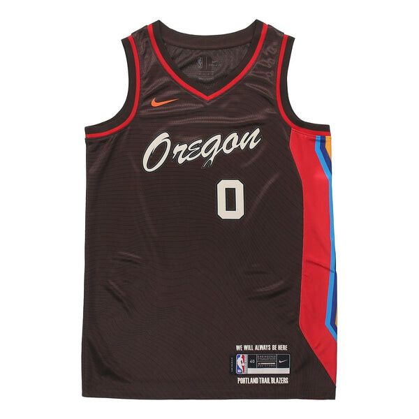

Майка Men's Nike SW Fan Edition 20-21 City Limited NBA Portland Trail Blazers . Lillard No. 0 Basketball Jersey/Vest, коричневый