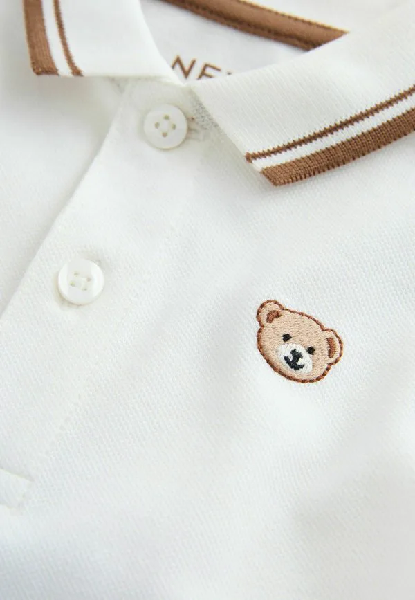 Однотонная стандартная рубашка поло с коротким рукавом Next, White Bear Embroidery — фото 2