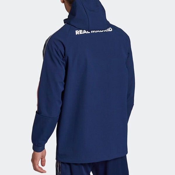 Куртка adidas REAL TRAVEL JKT Real Madrid Soccer/Football Sports Hooded Jacket Deep Blue, синий — фото 4