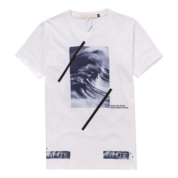 

Футболка alphabet waves printing round neck casual short sleeve white t-shirt Off-White, белый